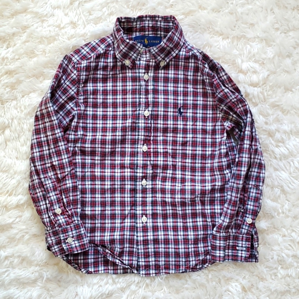 4T Ralph Lauren Button Down polo Shirt Holidays Family Photo